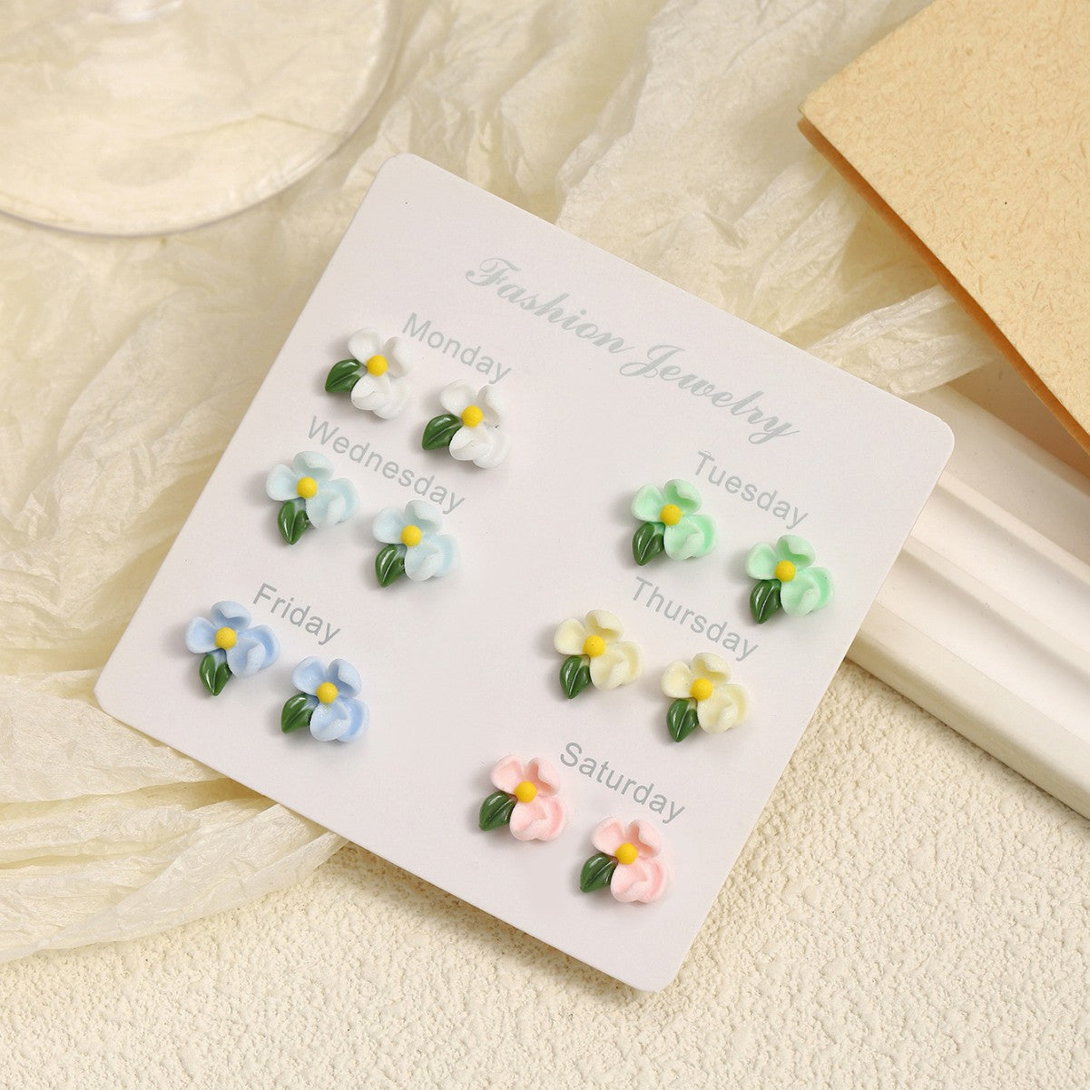 Wholesale Colorful resin flower earrings set