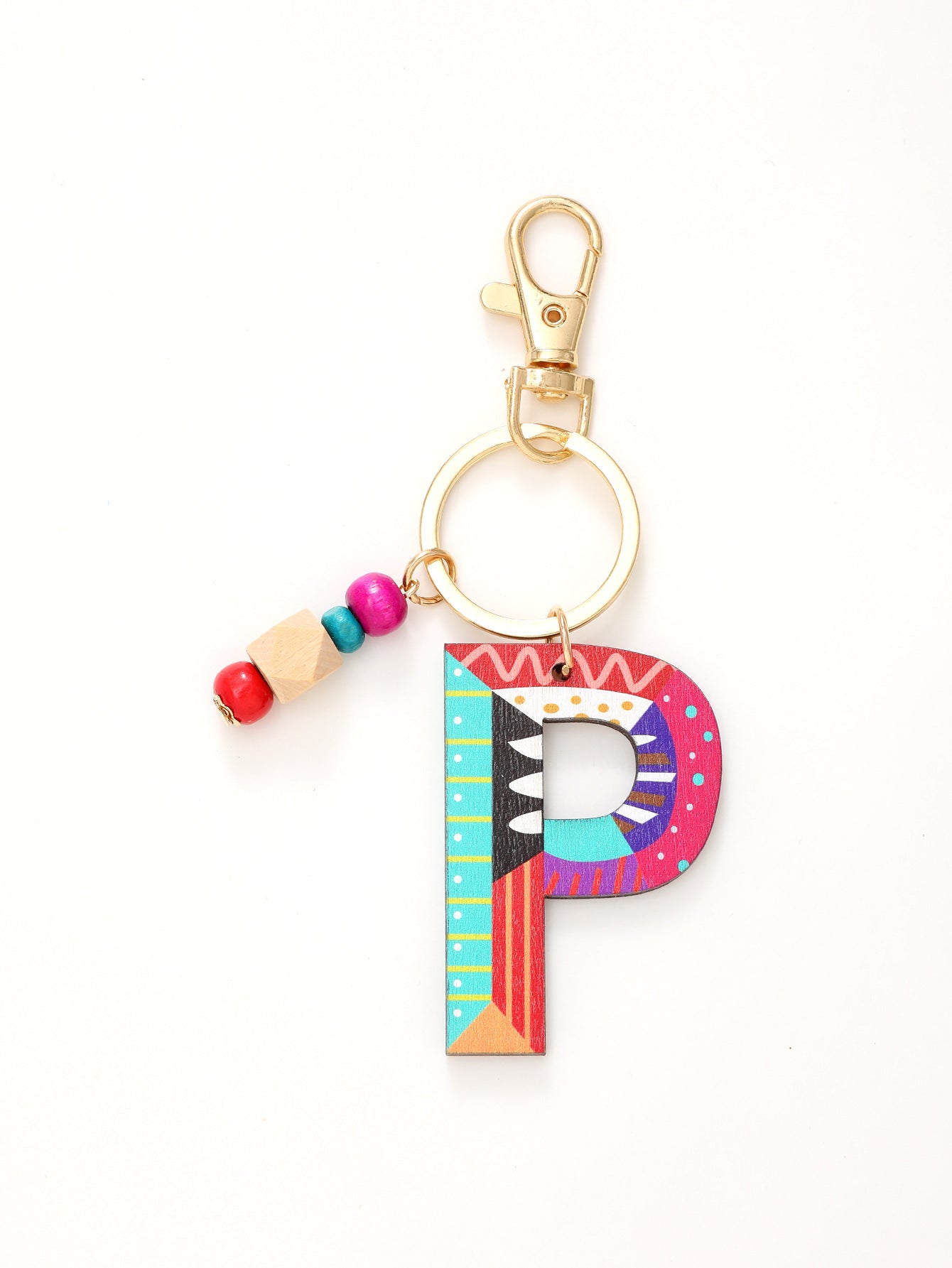 Wholesale Trendy Alphabet Bead Keychain Wooden Car Key Accessory Gift Boutique Resale