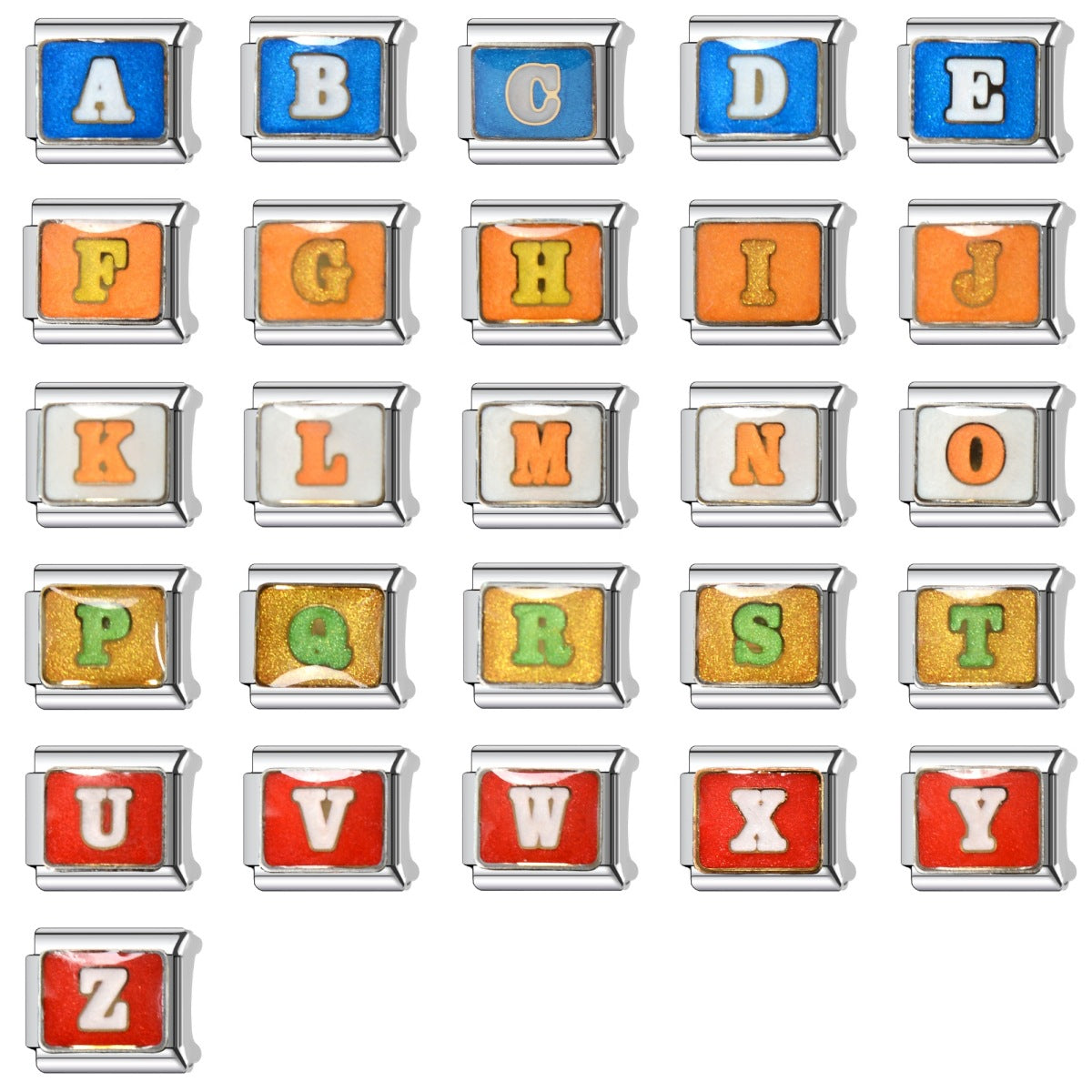 Wholesale Cross-border Hot Sale 26 Letter Word English Pattern Diy Module Bracelet Italian Handmade Free Combination ing