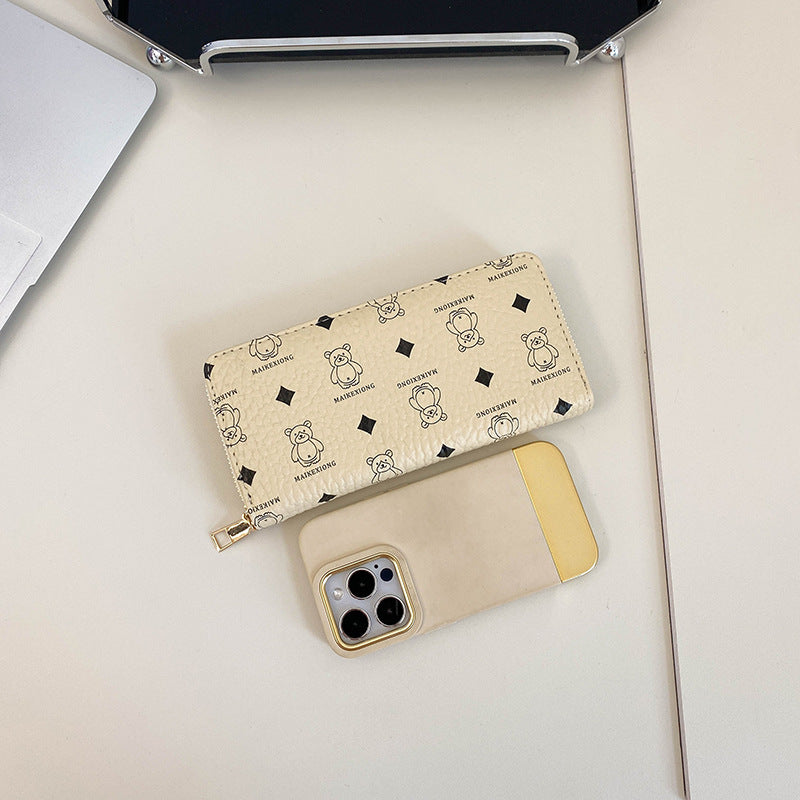 Wholesale Bear Print Single Zipper Multi-Card Slot Wallet ACC-WT-Kuans014