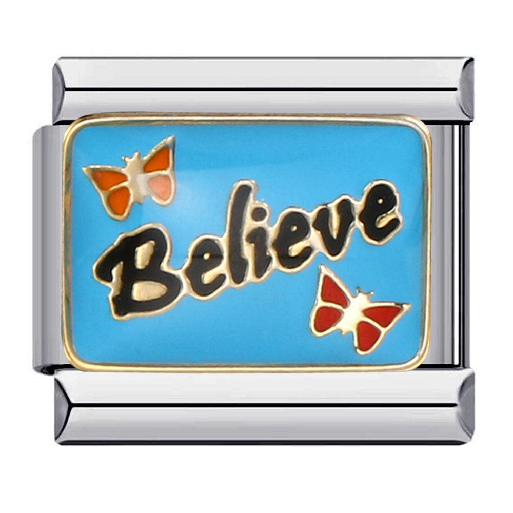 Wholesale  Italian Module Long Edition Letter Titanium Steel Welding Oil Dropping DIY  Charm