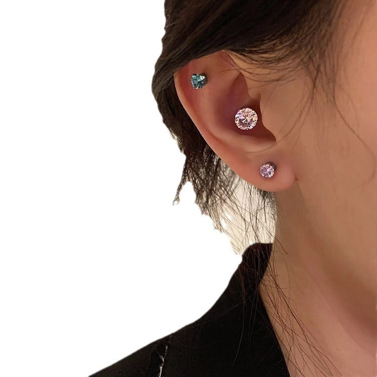 Wholesale Magnetic Cochlear Studs Zircon Titanium Steel Earrings Ear Bone Clips ACC-ES-Qiuy005