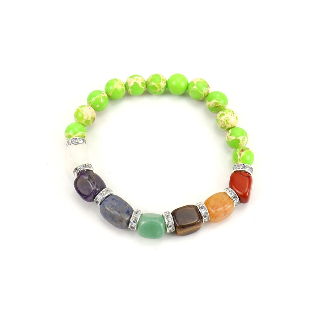 Wholesale Colorful Agate Micro-Paved Diamond Synthetic White Pine Tiger Eye Stone Pink Chalcedony Volcanic Stone Beaded Bracelet