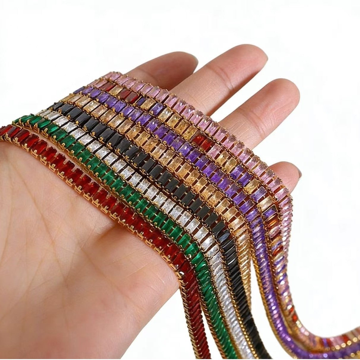 Wholesale Colorful Zircon Tennis Chain Bracelet Fashion Accessory Gift Boutique Resale