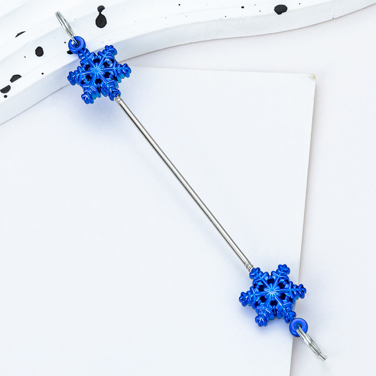 Wholesale  DIY Christmas Snowflake  Beadable Keychain