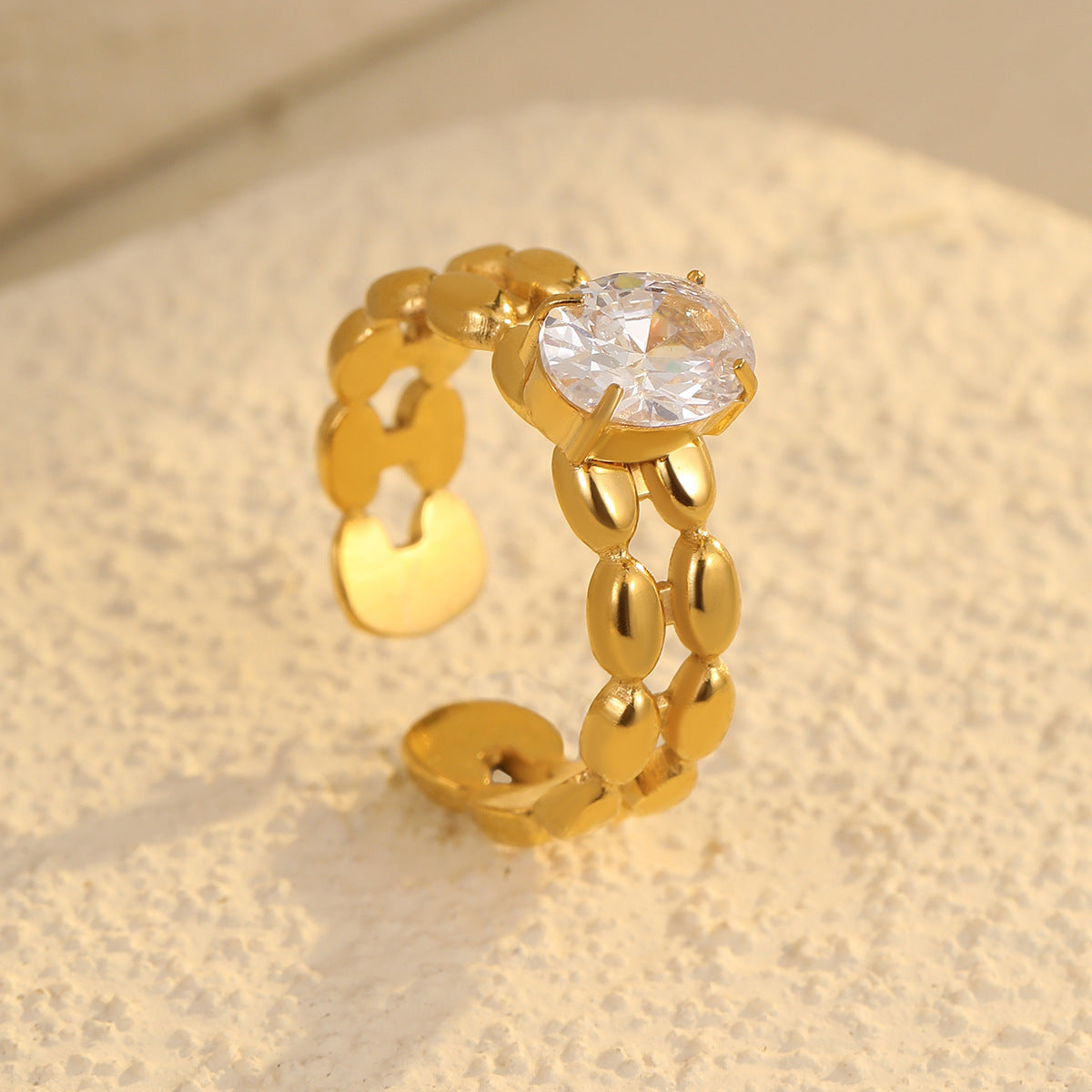 Wholesale  inlaid zircon stainless steel ring does not fade 18K gold plated rings