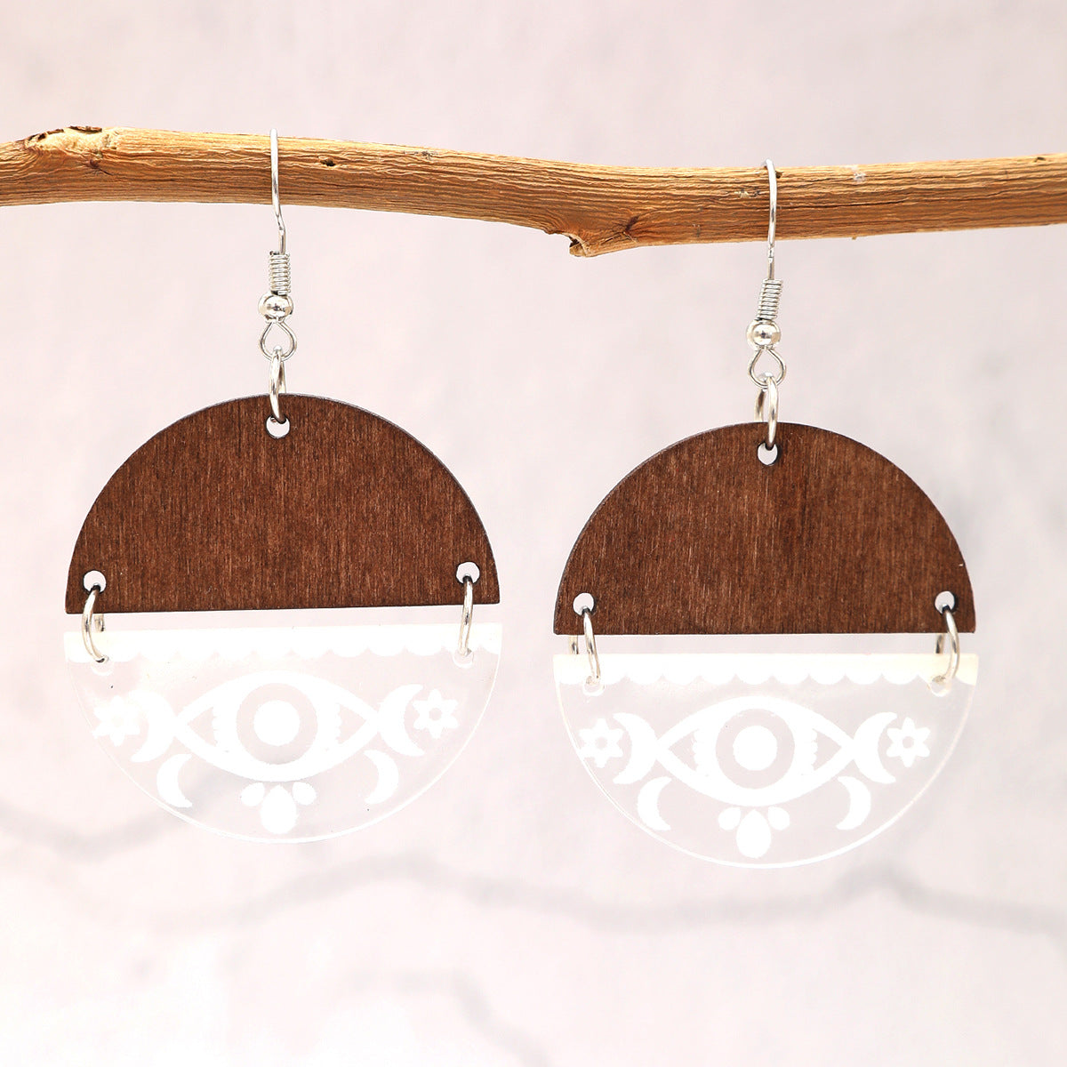 Wholesale Acrylic Hollow Round Stitching Bohemian Earrings
