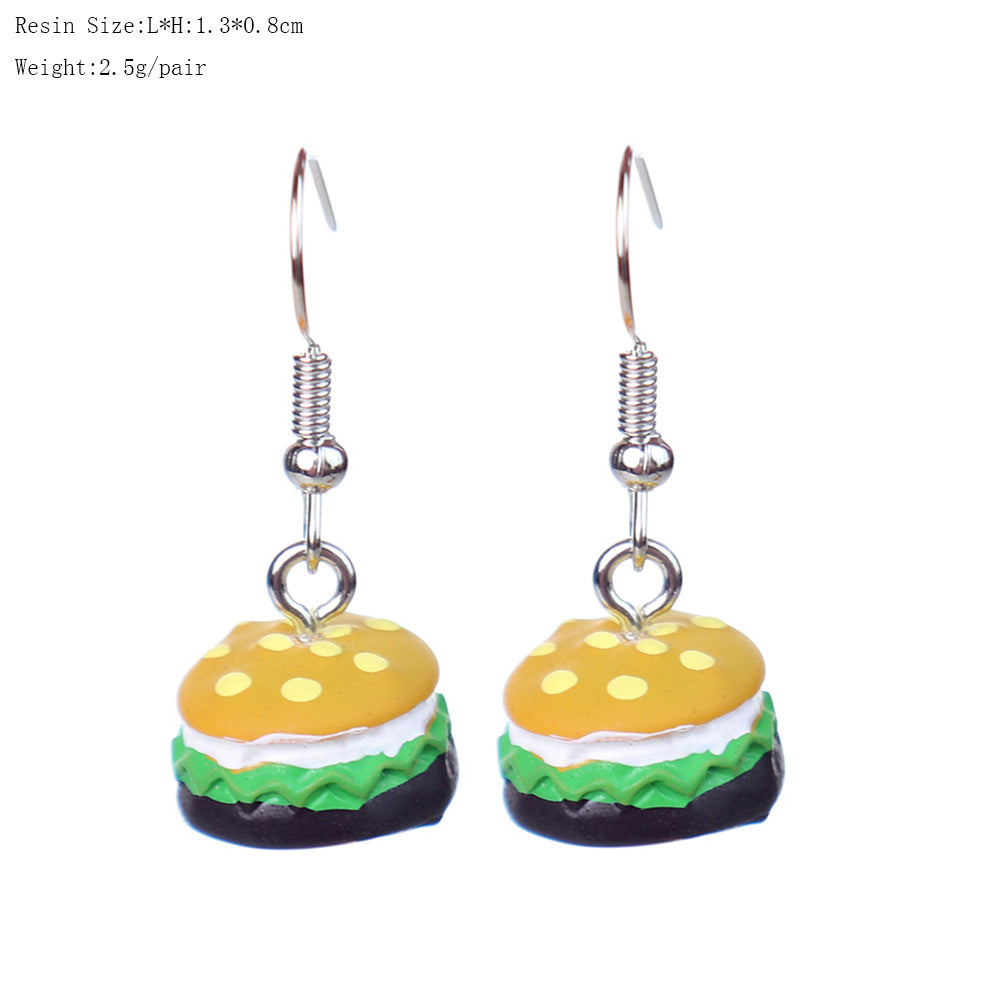 Wholesale  fun  simulation food and play beef hamburger earrings