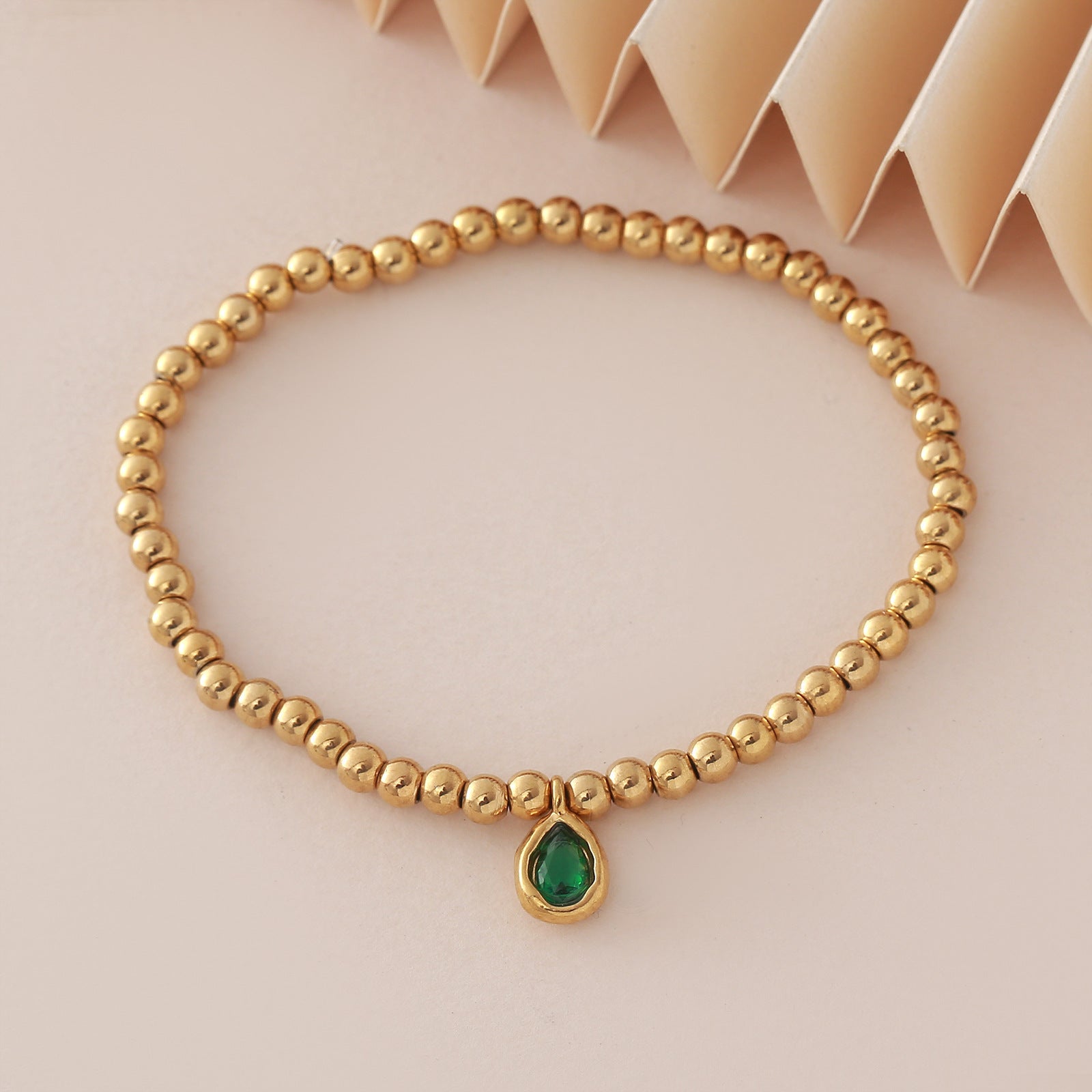 Wholesale Stainless steel birthstone colored zircon round bead chain