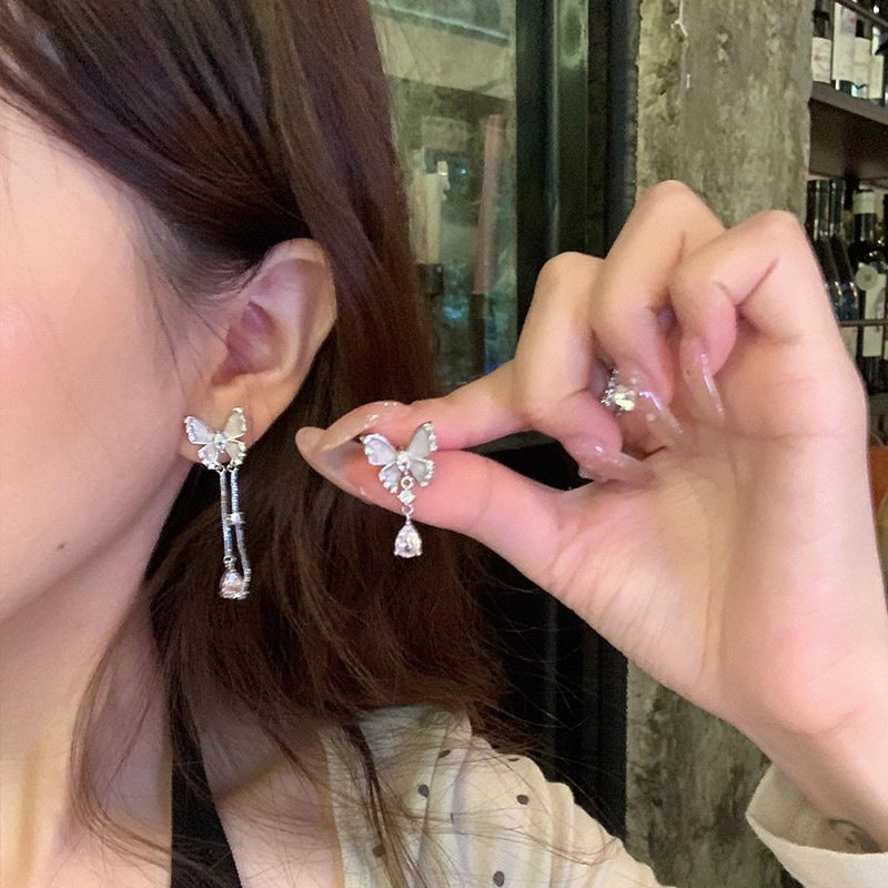 Wholesale 2026 Collection: Women' s Micro-Pavé Zircon Bowknot Earrings — S925 Silver Posts,  Niche-Style High-End Pearl Studs