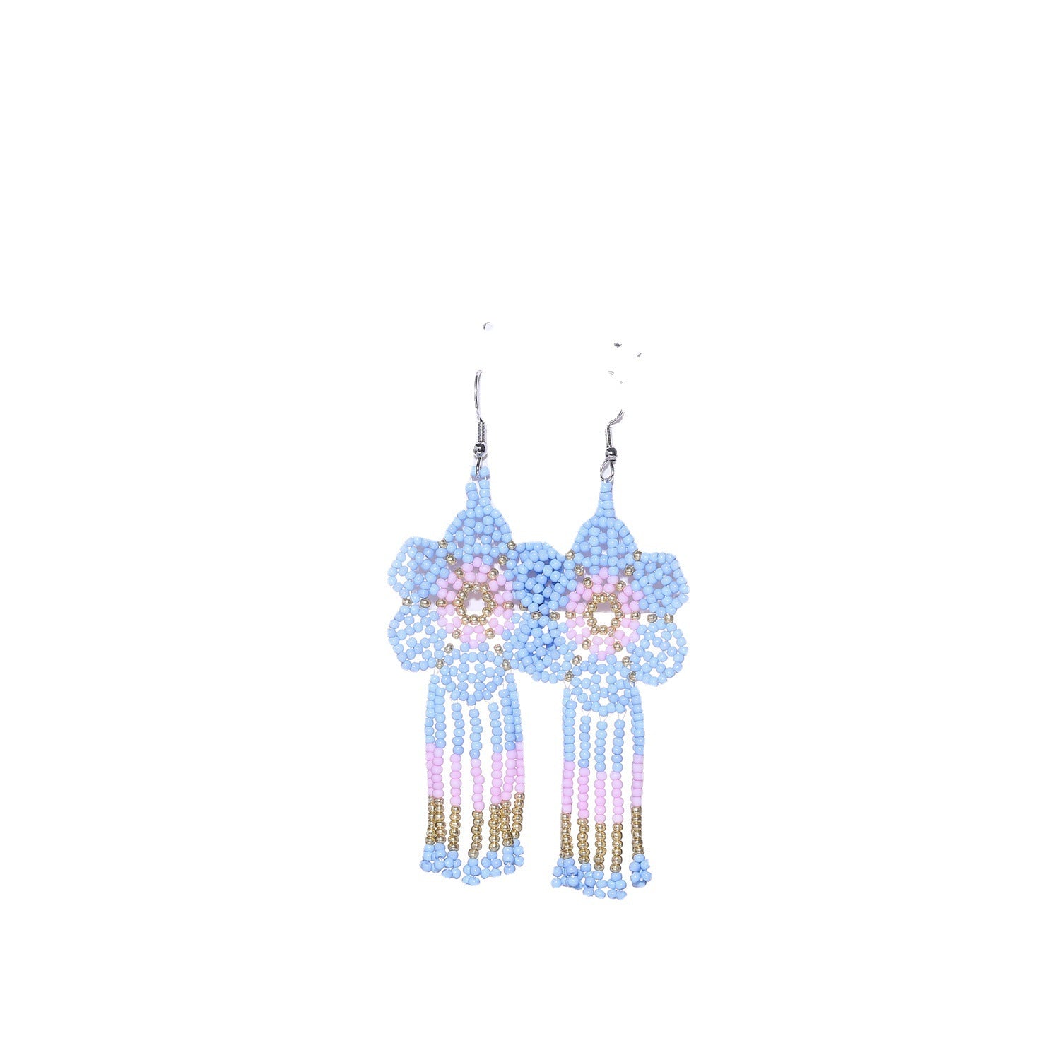 Wholesale Colorful Floral Long Tassel Drop Earrings Hand Woven Rice Beads Earrings ACC-ES-Zheq001