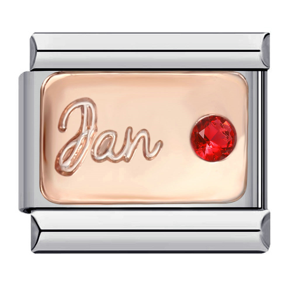 Wholesale 9mm Italian Charm Starter Bracelets DIY Birth Month Single Section Creative Stainless Steel Composable Bracelet