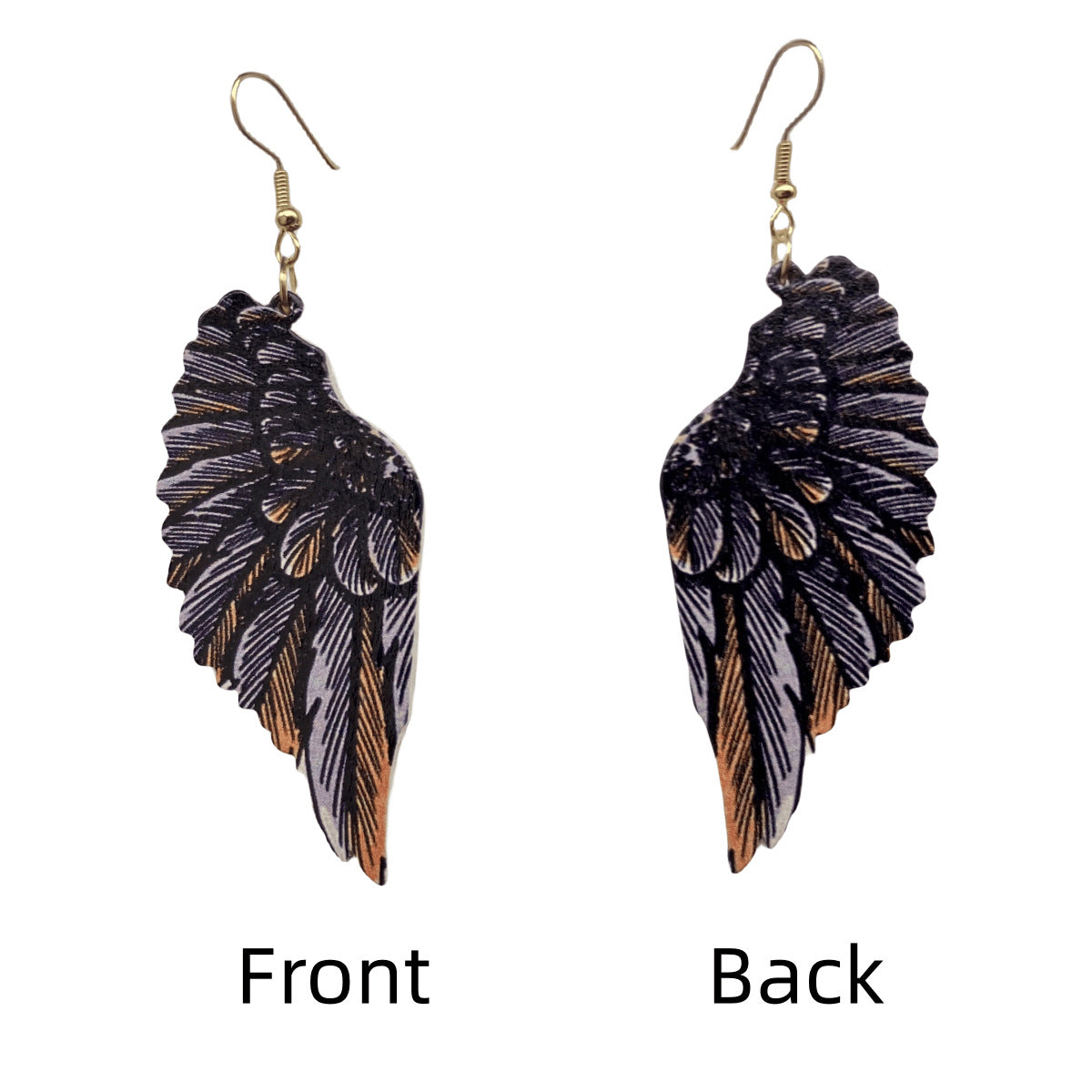 Wholesale Antique Style Retro Gradient Color Long Earrings Wood Earrings ACC-ES-FX042