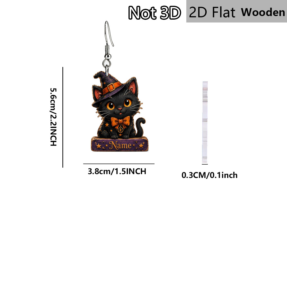 Wholesale  Witch Black Cat Wooden Earrings Purple Wizard Hat Bow Retro Party Jewelry Accessory Gift