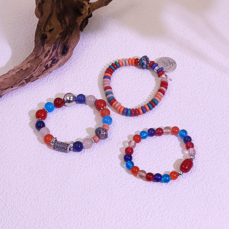 Wholesale Multi-layer Bracelet Mixed Color Peach Heart Bracelet with Beads ACC-BT-Ruyue003