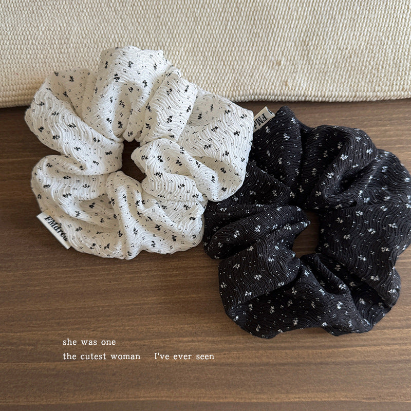 Wholesale  Black and White Floral  Hair Ring Hair Scrunchies