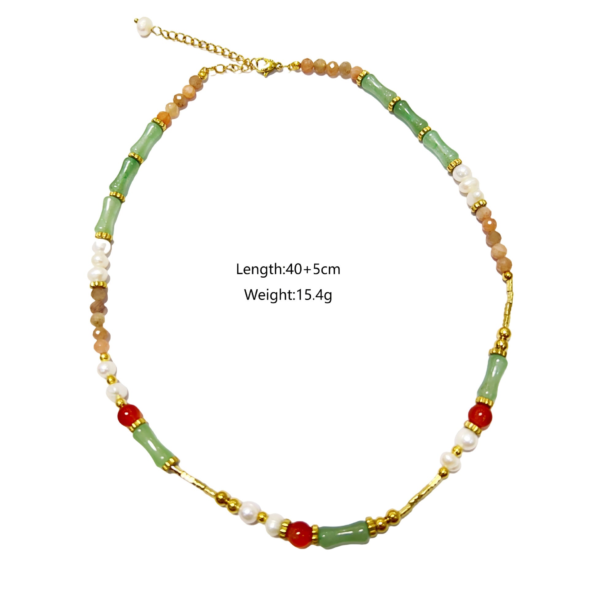 Wholesale Stainless Steel  Colorful Natural Stone Pearl Stone Rice Beaded Necklace