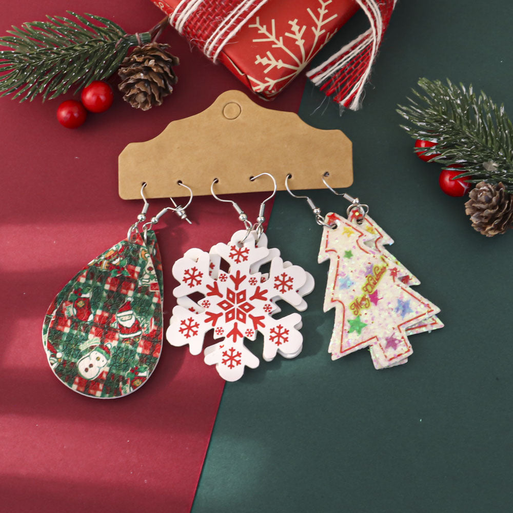 Wholesale Christmas-themed PU leather earrings