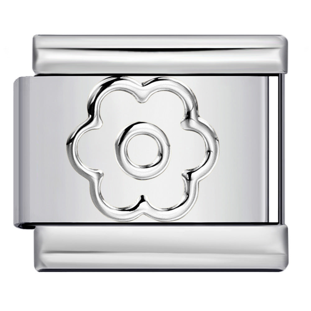 Wholesale Titanium Steel Italian Charm Bracelet DIY Six-Petal Flower Pattern Boutique Resale