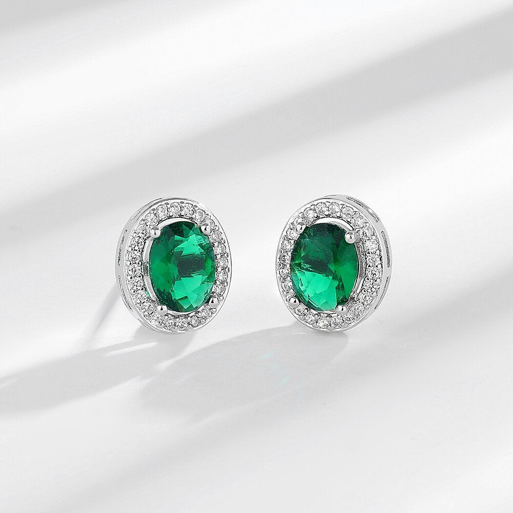 Wholesale  Silver Plated Color Zircon Earrings Light Luxury All-match Earrings