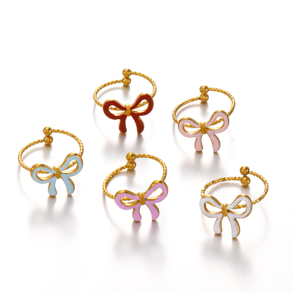 Wholesale Stainless Steel Electroplated Bow Ring - European American Style Jewelry Accessory