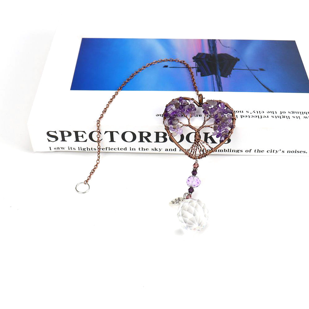 Wholesale  Natural Gravel Tree of Life Crystal Pendant Wind Chimes