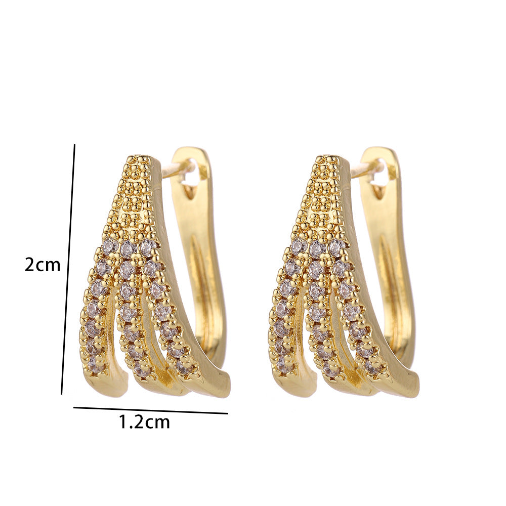 Wholesale Modern Butterfly Flower Earrings With Micro Set Zircon 18K Gold Plated Copper Fashion Party Gift Jewelry Accessory