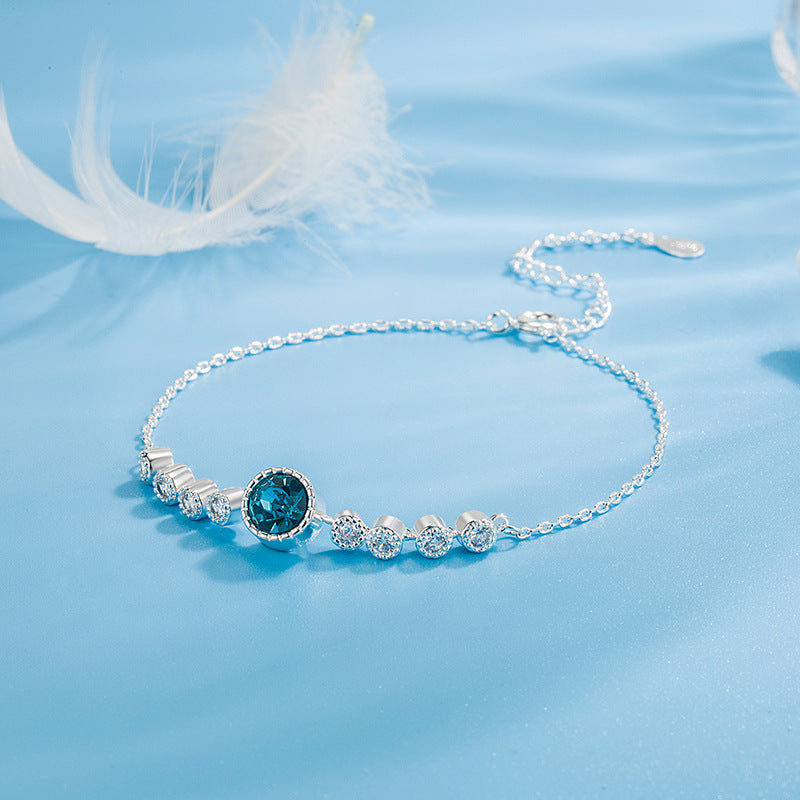 Wholesale New Heart of the Sea Bracelet Women' s Fashion All-match Swarovski Crystal Bracelet Student Girlfriend Jewelry Lover Gift