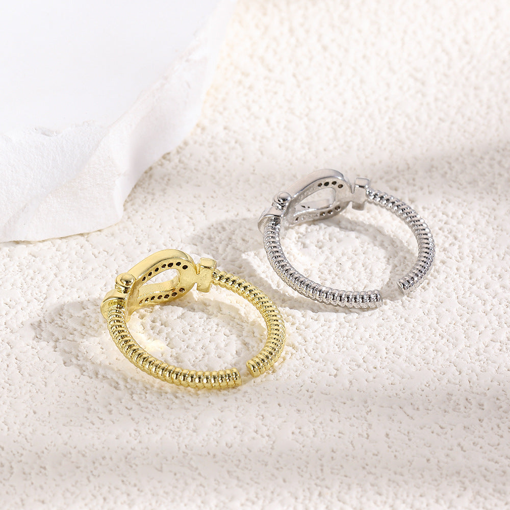 Wholesale Horseshoe buckle geometric twist U-shaped ring