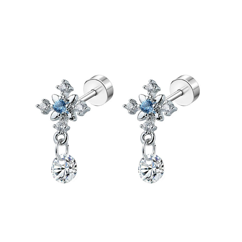 Wholesale  Water Drop Zircon Pendant Titanium Steel Earrings