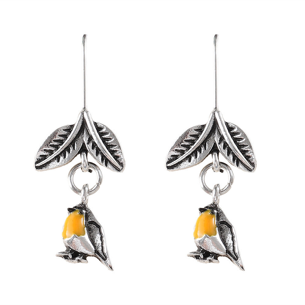Wholesale Creative Old Color Bird Pendant Earrings