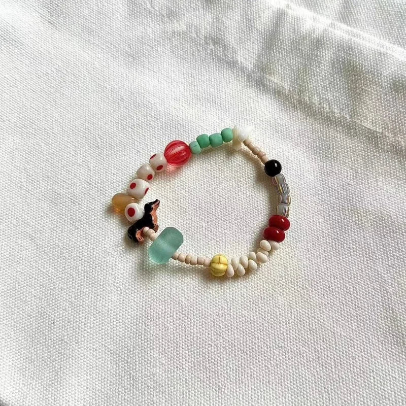 Wholesale Cute Dachshund Colorful Beaded Bracelet