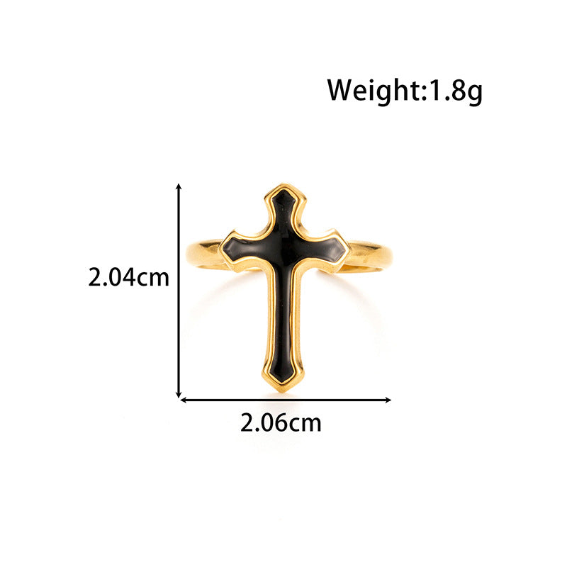 Wholesale Titanium Steel All-match Cross Oil Dropping Opening Adjustable Ring