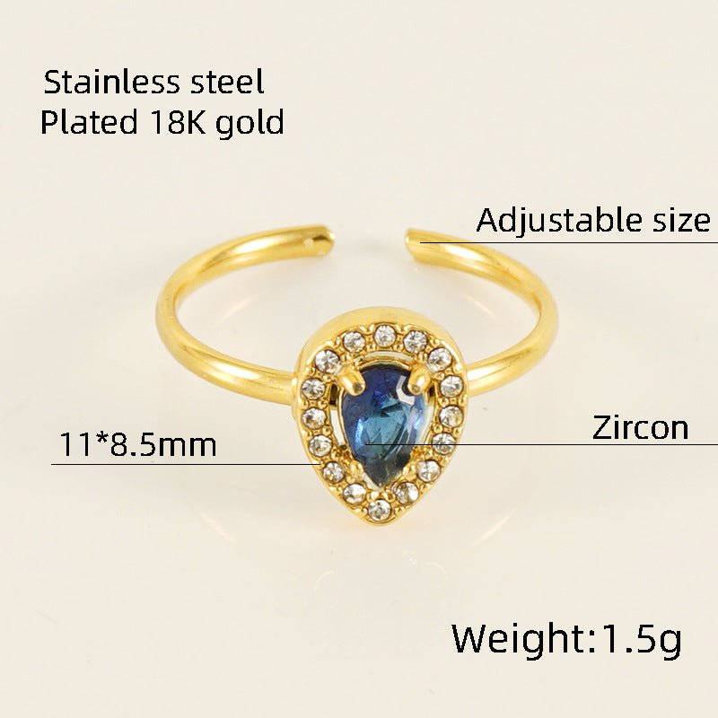 Wholesale Titanium Steel Diamond Heart Movable Adjustable Zircon Rings ACC-RS-ZhongXin004