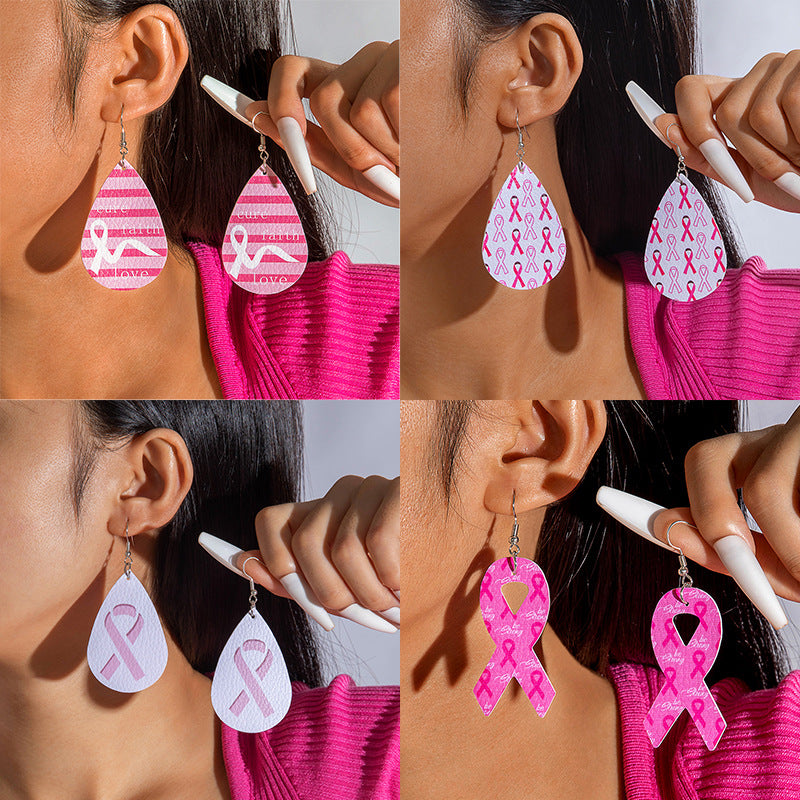 Wholesale Pink Leather Big Tear Drop Earrings