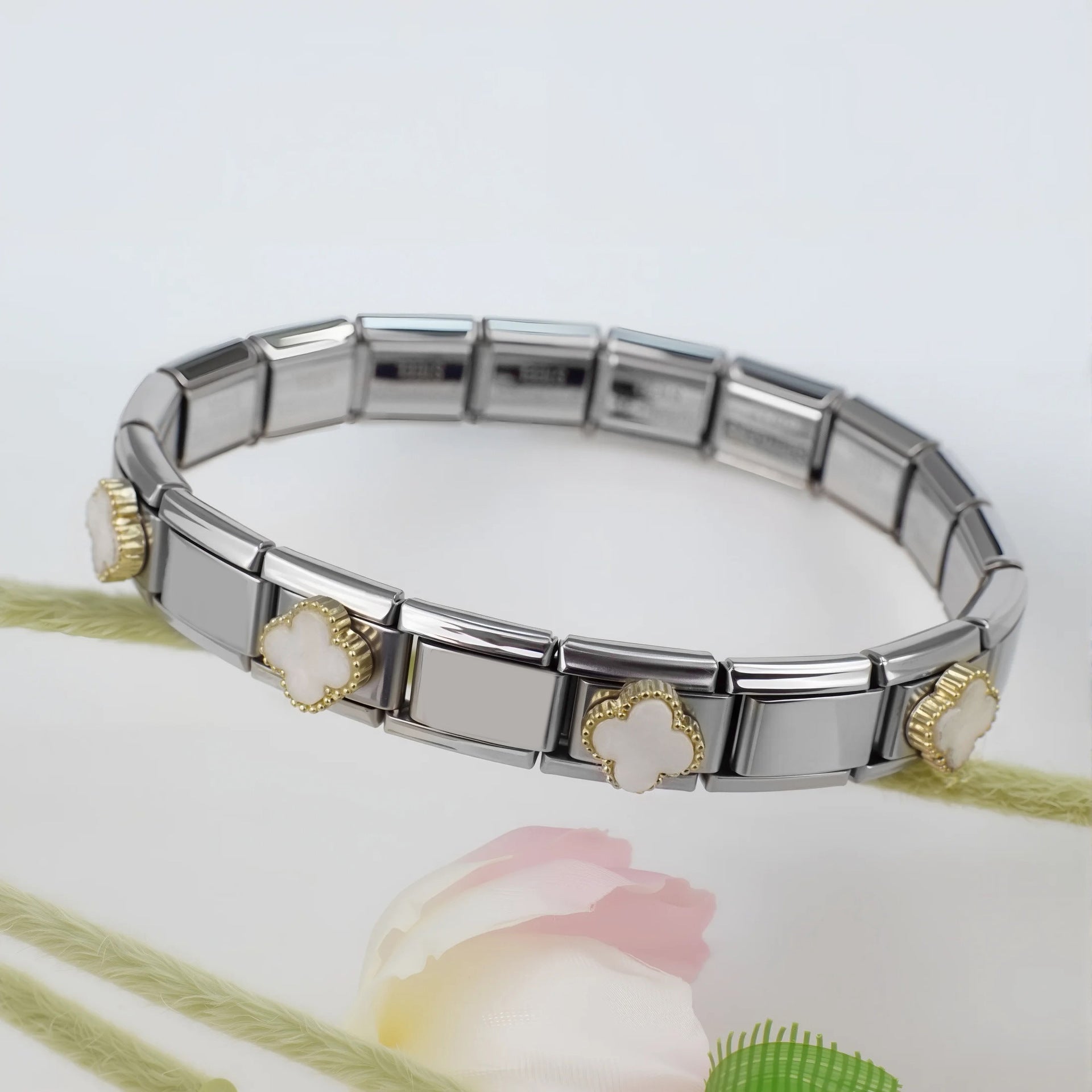 Wholesale 5pcs/pack Nature Italian Charms Single Section Creative Stainless Steel Composable Bracelet