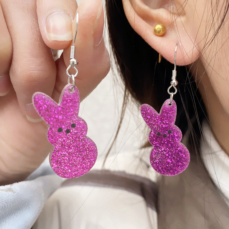 Wholesale Acrylic Easter Powder Bunny Earrings