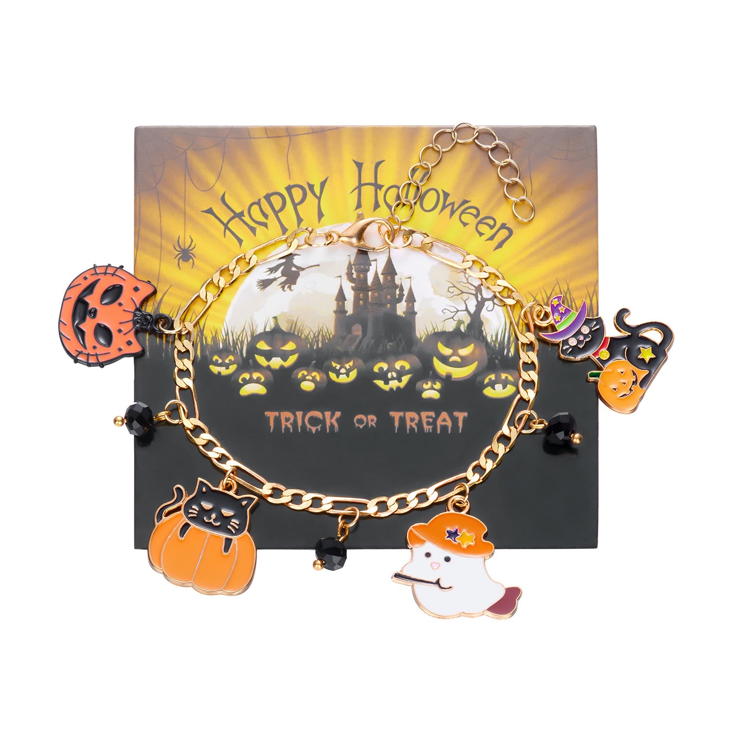 Wholesale Alloy Electroplated  Bracelet with Pumpkin Bat  Web Ghost Pendants - Stylish Jewelry Accessory for Unisex