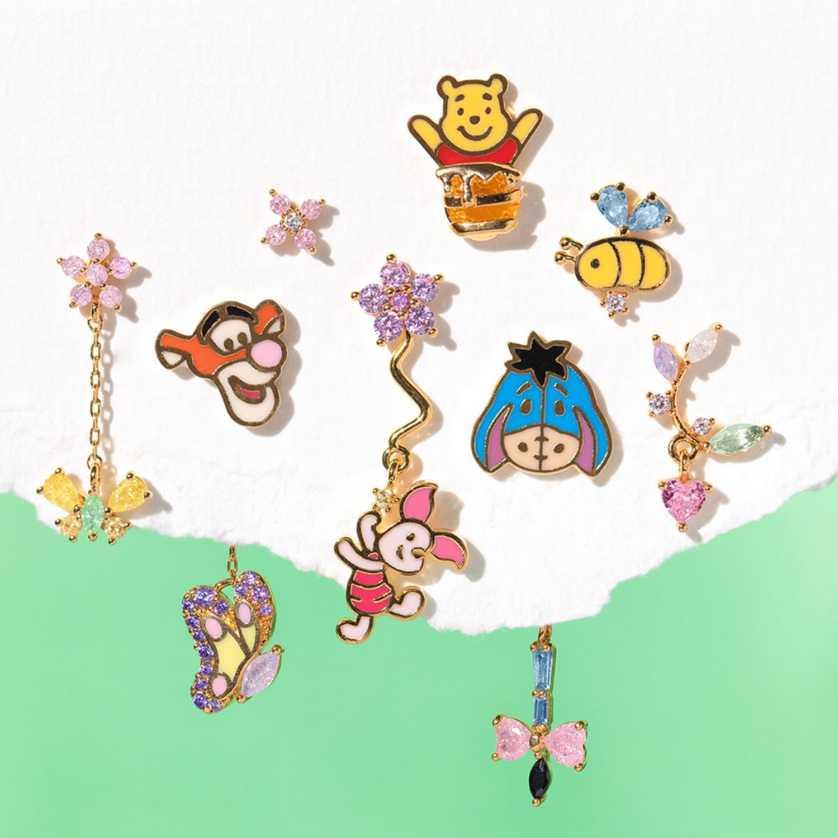 Wholesale Four-piece Set of Oil-drop Zircon Cartoon Earrings ACC-ES-Xiny010