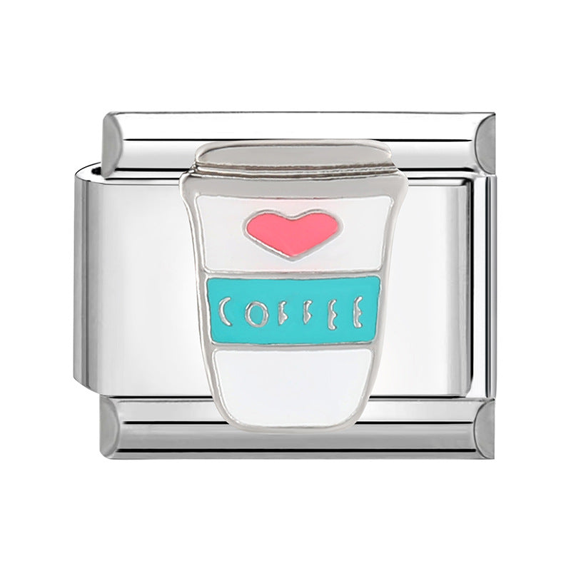 Wholesale Italian Charm Bracelet 9mm DIY Splicing Cute Cartoon Stainless Steel Composable Bracelet