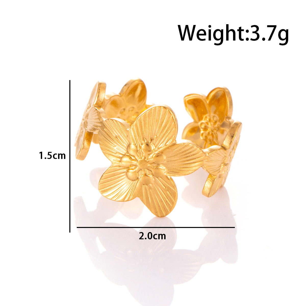 Wholesale Titanium steel simple versatile niche shell flower starfish  light luxury  opening adjustable ring