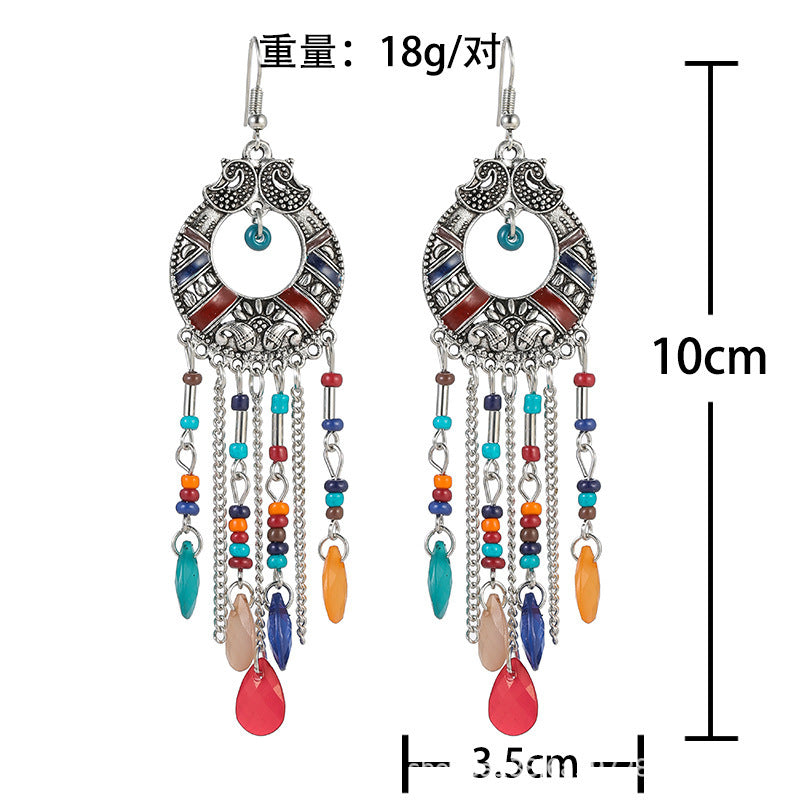 Wholesale alloy ethnic style long earrings