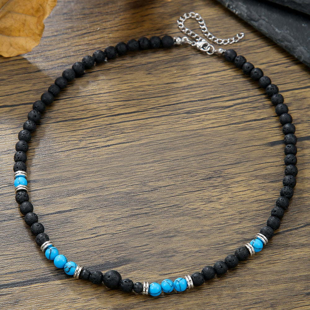 Wholesale turquoise necklace surfing punk necklace niche design hip-hop necklace