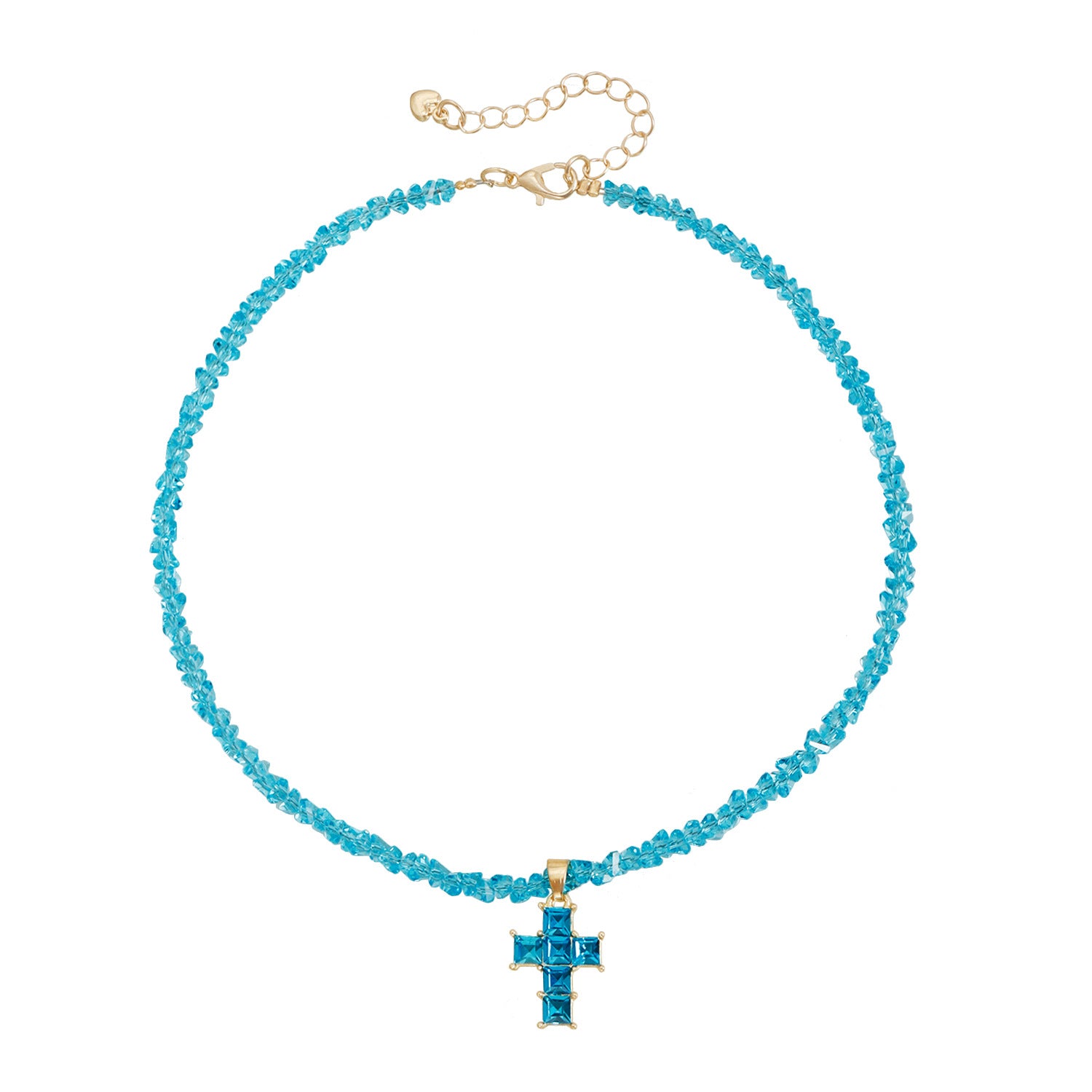 Wholesale Alloy Electroplated Triangle Crystal Inlaid Cross Necklace for Women Stylish Street Style Jewelry Accessory