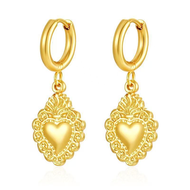 Wholesale Stainless steel heart and flower earrings