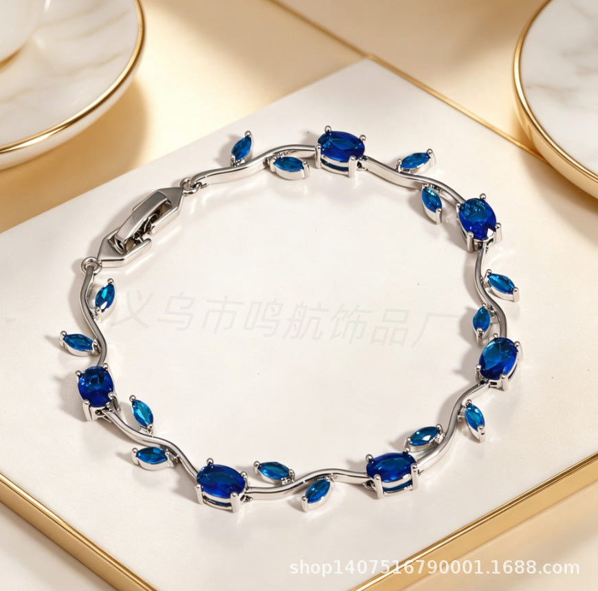 Wholesale Trendy Leaf Design Rhinestone Bracelet,  Fashion Accessory for Everyday Wear or Boutique Resale