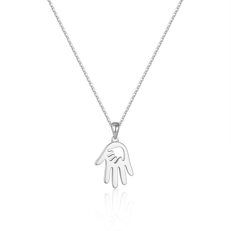 Wholesale Mama's Love Necklace Female S925 Sterling Silver Palm Pendant Necklace