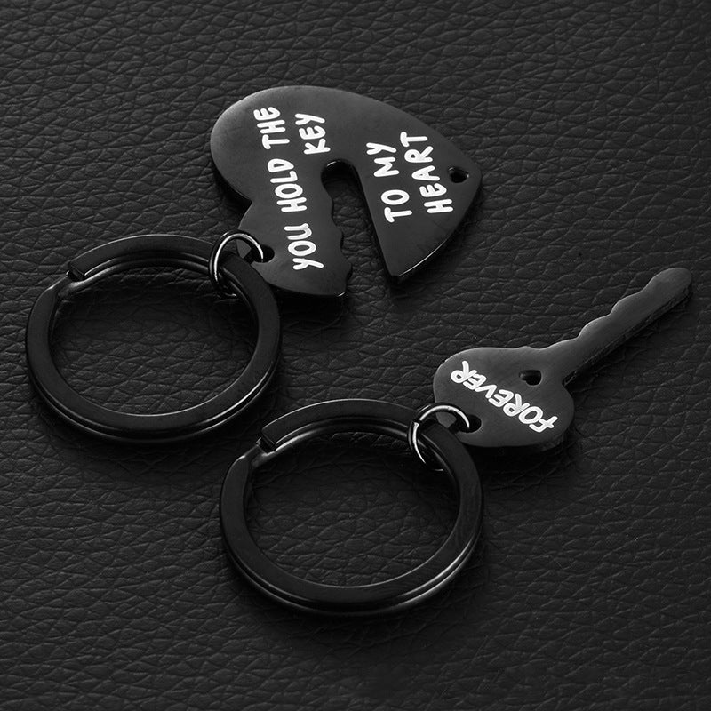 Wholesale creative stainless steel lettering  heart-shaped lock keychain