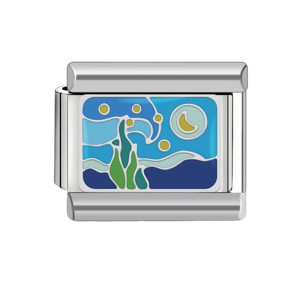 Wholesale Italian Charm Bracelet 9mm DIY Splicing Landscape Pattern Titanium Steel Composable Bracelet