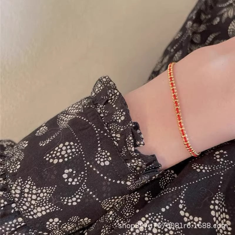 Wholesale Platinum Bohemian Red Rope Bracelet